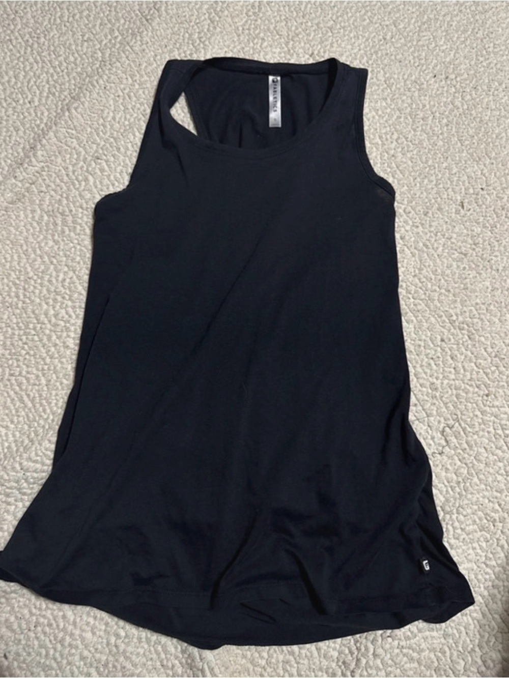 Fabletics Black Women's Tank Top with cross pattern back-